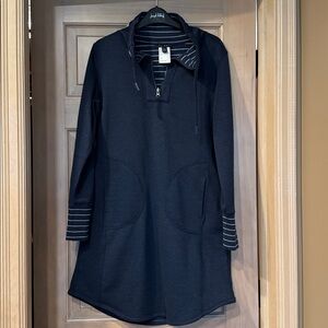 Tribal Navy Striped Long Sleeve Dress